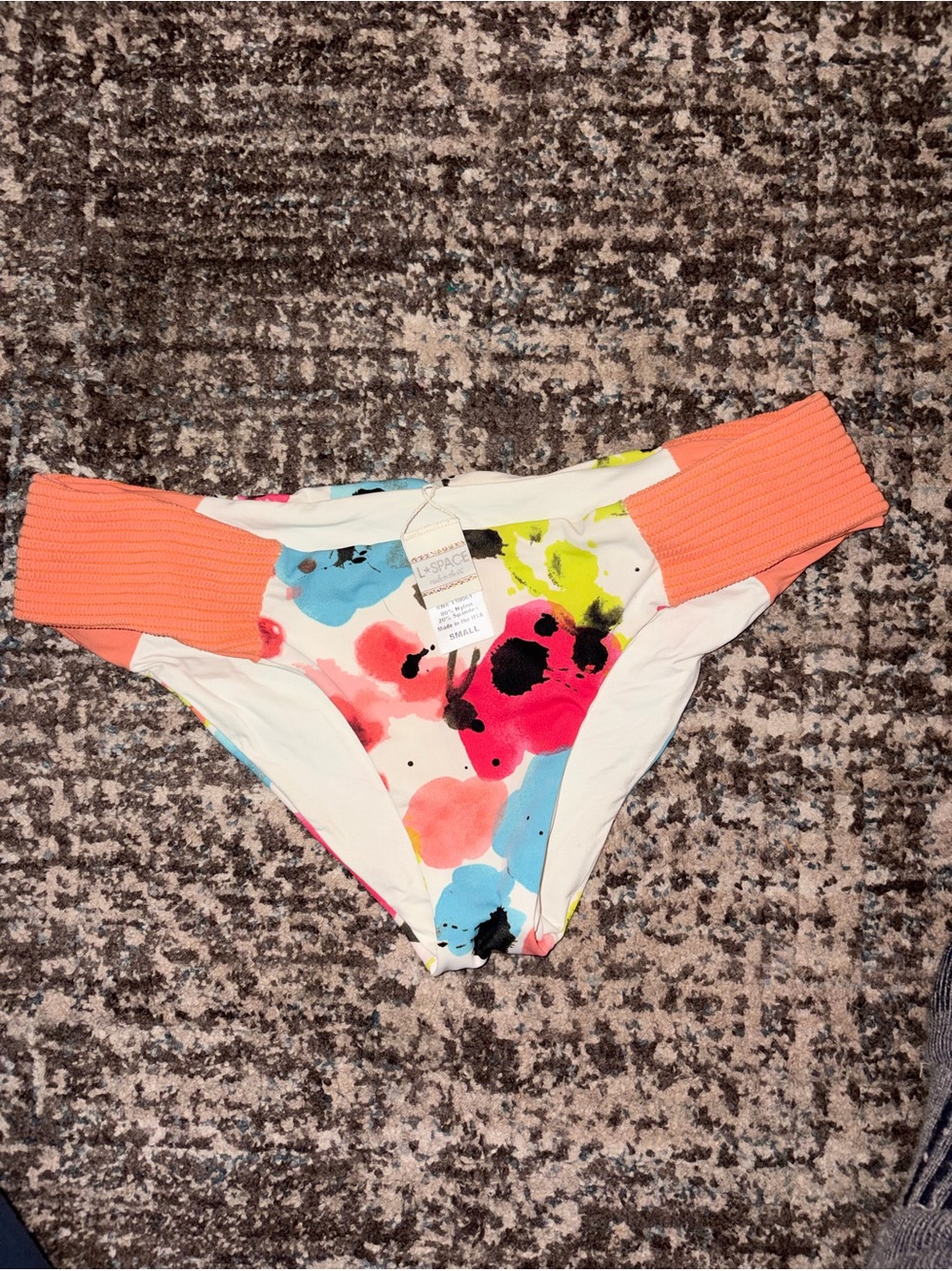 L*Space Watercolor Print Bikini Bottom — Size Small, Made in USA